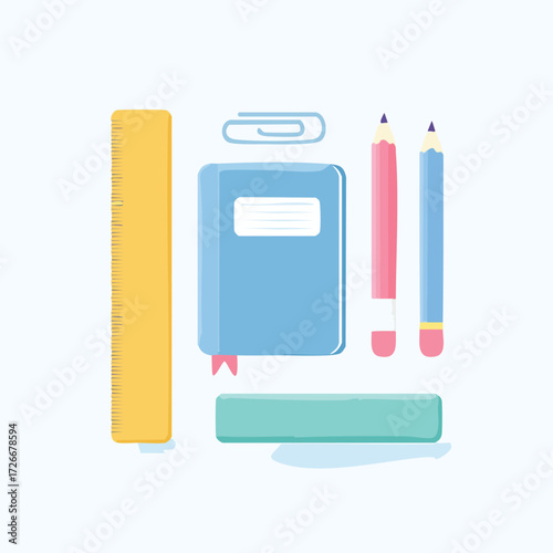Stationery essentials A cheerful collection of school and office supplies for learning and organization