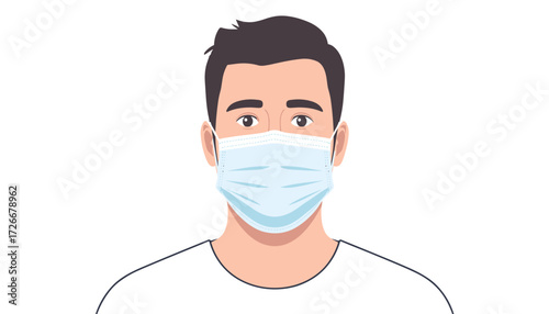 A man in a surgical mask for health and safety awareness