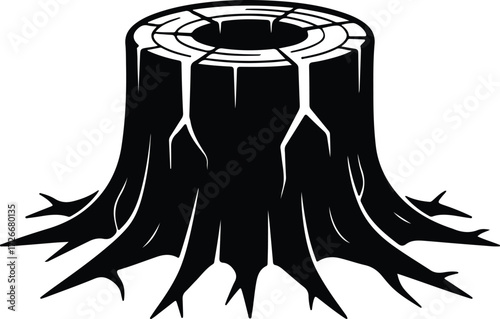 Vector tree stump log black graphic silhouette Illustrator