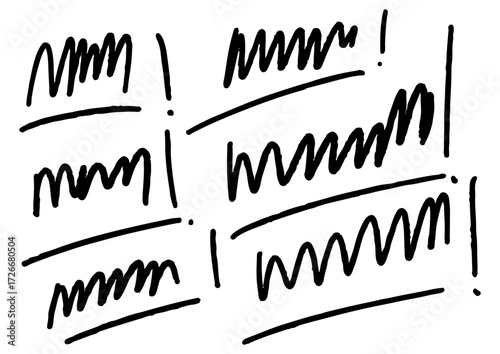 Cuadro en lienzo Abstract doodle art with hand-drawn scribbles and exclamation marks, conveying a