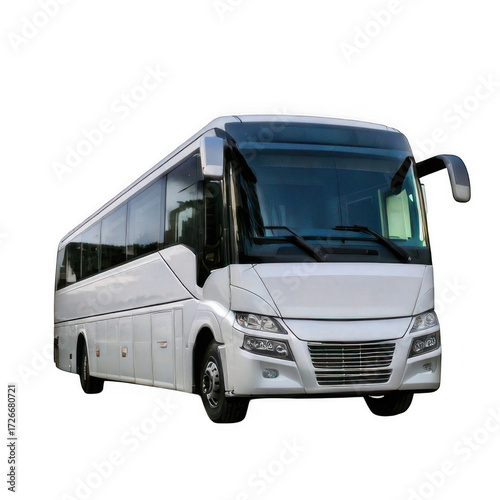 White luxury bus isolated on white or transparent background
