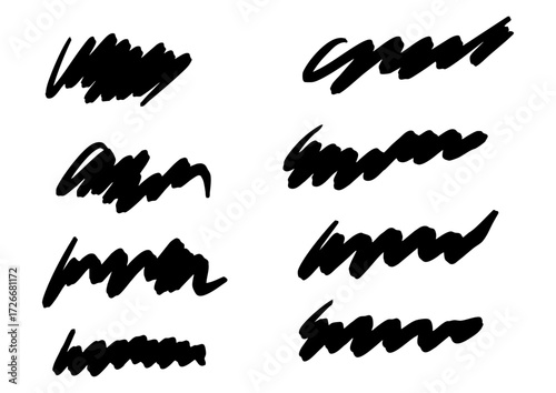 Black Scribble Strokes on a White Background