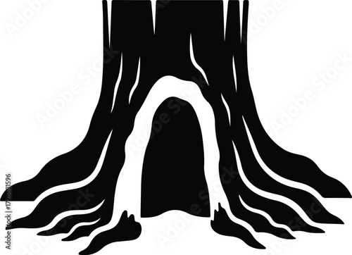 Vector Tree trunk with a hollow silhouette Illustrator