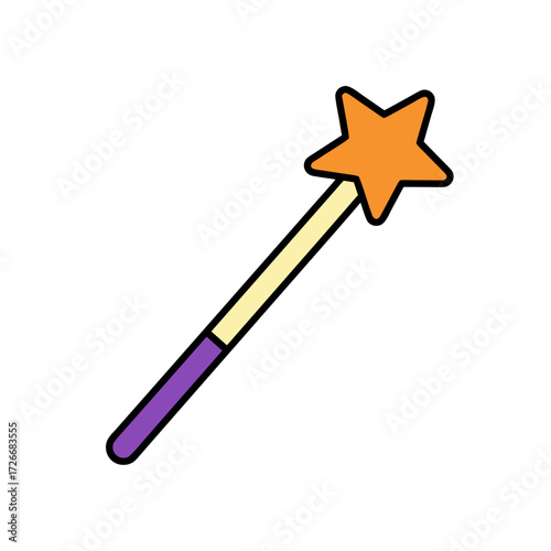 Glow stick wand illustration in bright colors on isolated white background  