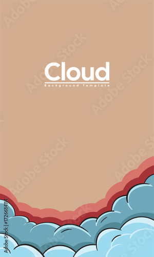 Beautiful fluffy clouds background. Vector illustration. comic style. Place for text.
