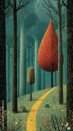 beautiful abstract autumn forest illustration