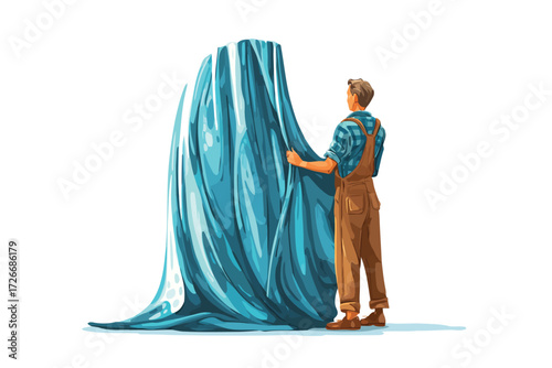 Costume fabricator at work designer isolated