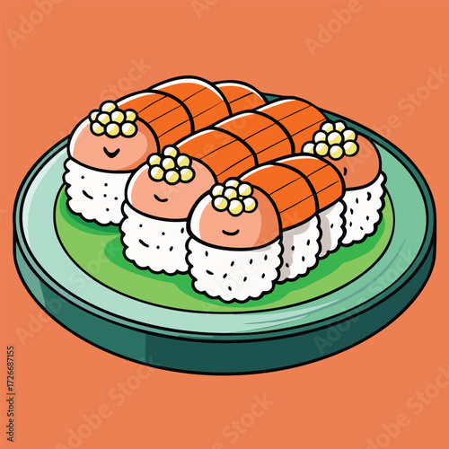 Plate of sushi rolls