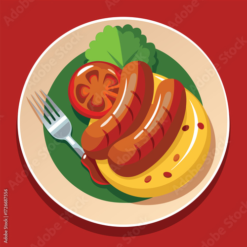 Sausage and mashed potatoes on a plate