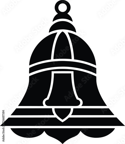 Golden bell illustration with holiday decoration