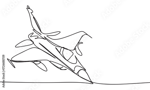 Line Drawing of a Jet Fighter in Flight