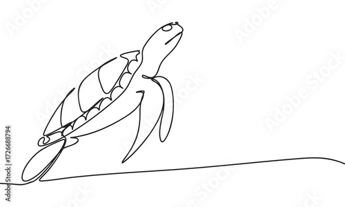 Sea Turtle in Flight Single Continuous Line Art