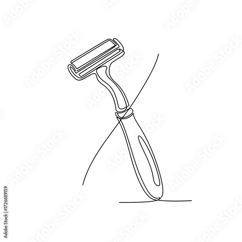Razor shaving arm in minimalist line art style