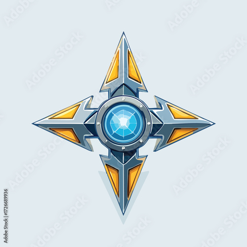Gleaming Starburst Emblem A Vector Icon of Metallic Brilliance