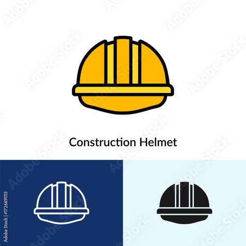 Construction Helmet Icon Collection With Multi Styles