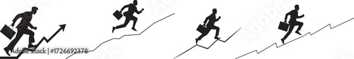Business man running up graph success career growth progress achievement concept