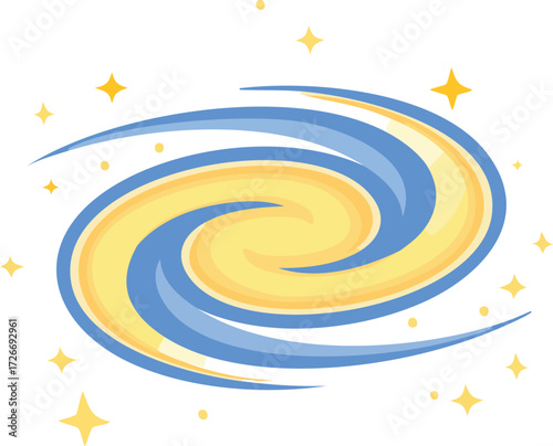Whimsical Galaxy Swirl Illustration with Sparkling Stars