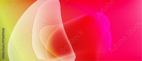 Abstract gradients blend yellow, orange, red hues. Soft shapes overlap creating luminous effect. Smooth transitions dominate composition.