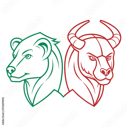 Minimalist line art vector illustration of a stock market bear symbol representing financial decline bearish trends and economic downturn in a clean modern graphic style