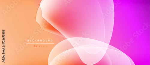 Abstract background features flowing shapes, gradients. Peach, pink, purple hues blend smoothly. Minimalist design, modern aesthetic.