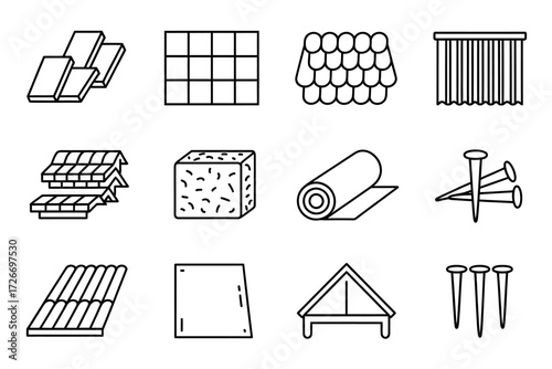 Roofing Materials and Construction Components Illustration for Building and Home Improvement Projects Vector Design