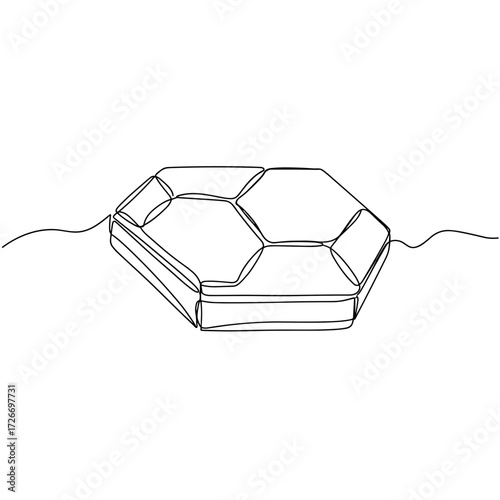 Hexagonal tile piece in minimalist outline style on white background  