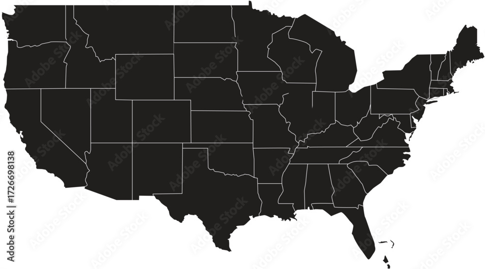 Fototapeta premium united states map silhouette with states borders