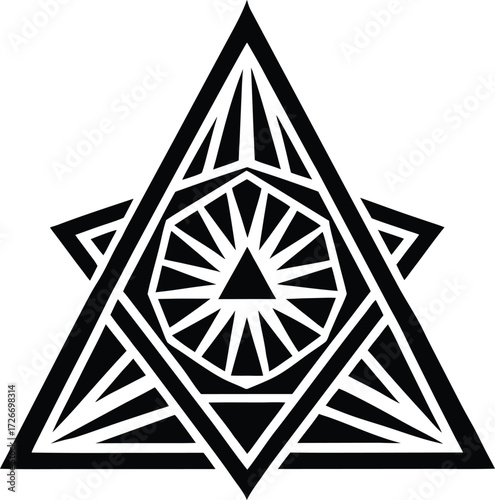 Black and white abstract triangle and cross background design vector illustration