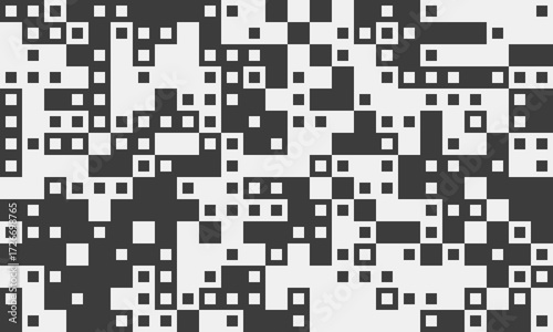 Abstract grayscale pattern of scattered squares, ideal for tech backgrounds, website design, or modern art projects.  The image conveys a sense of data flow, digital chaos, or complex systems.