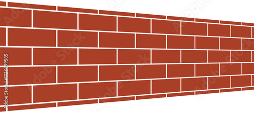 Stylized red brick wall illustration in geometric style with white mortar lines. Classic running bond pattern, clean minimalist design, low-angle perspective adds depth and dimension.