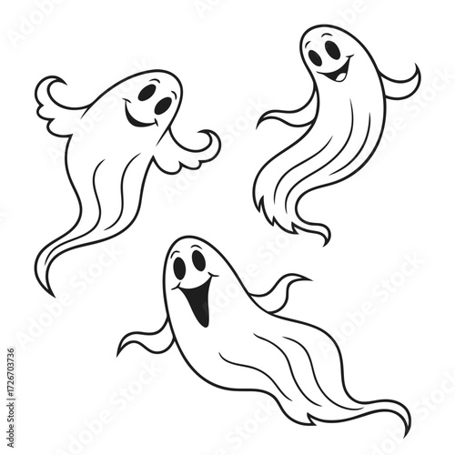 Collection of spooky ghost silhouettes for halloween and haunted house designs