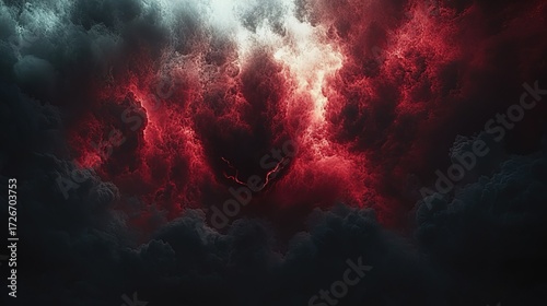 Dramatic Red and Black Clouds with Glowing Light Effect