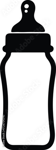 Vector Baby bottle simple design black silhouette Illustrator