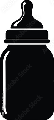 Vector Baby bottle simple one object icon black silhouette Illustrator