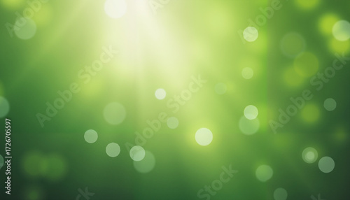 Abstract green bokeh background with soft light and highlights  