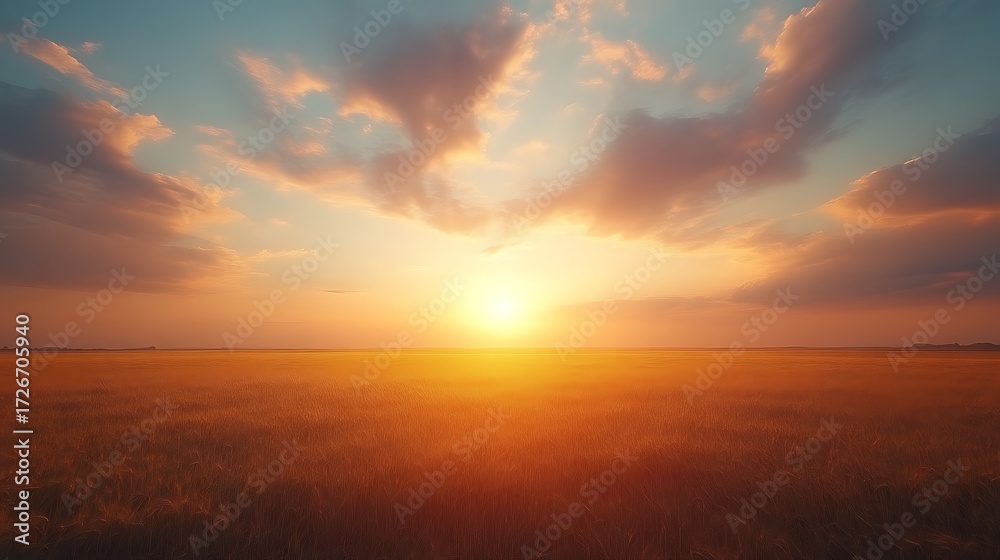 Fototapeta premium Golden sunset over a field