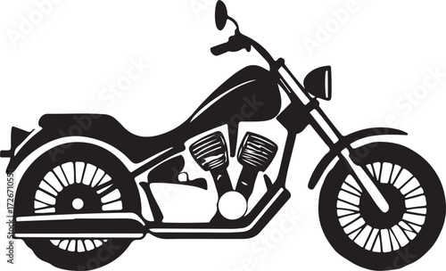 Black Silhouette of a Chopper Motorcycle cruiser engine