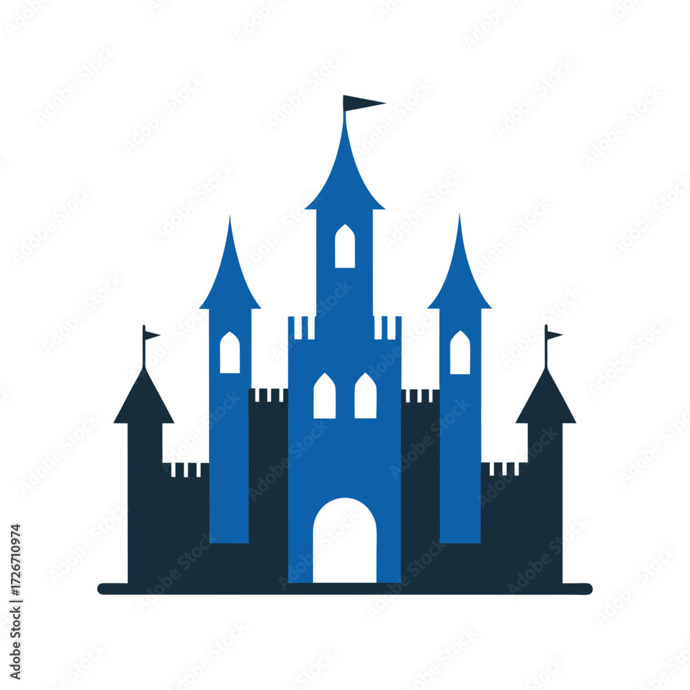 Fototapeta premium Castle Silhouette Simple Vector Drawing