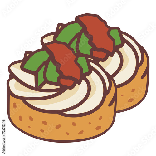 Kanapky Ukrainian sandwich flat color vector illustration template design