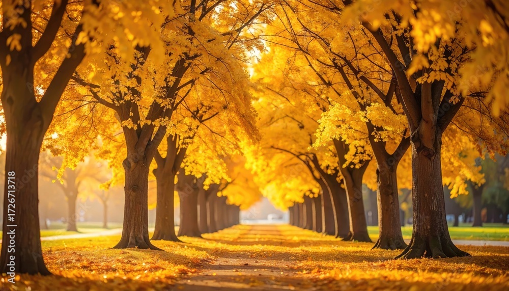 Fototapeta premium Golden autumnal avenue