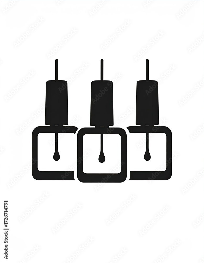 Obraz premium Three nail polish bottles in a row, stylized design