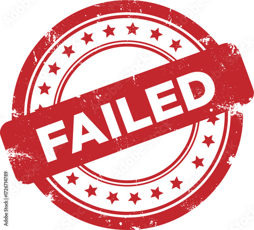 Failed Red Grunge Stamp Badge with Distressed Texture Vector Illustration