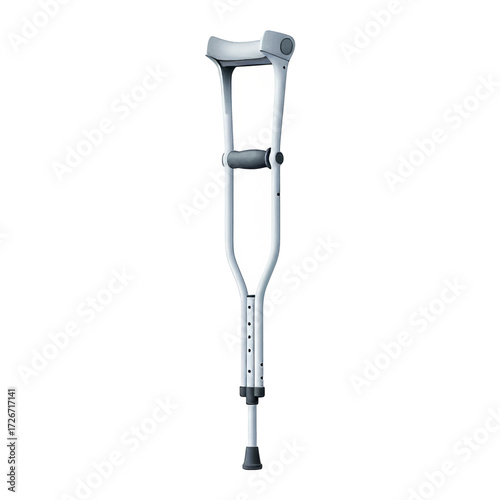Single forearm crutch isolated on white background for mobility assistance.