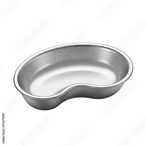 A stainless steel kidney dish, commonly used in medical and healthcare settings for various purposes.