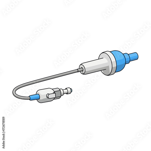 Illustration of a medical device with a needle and tubing.