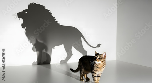 Tabby cat casts mighty lion shadow, ambition visualized