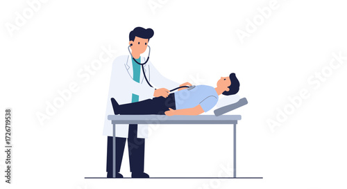 Doctor using stethoscope on patient during medical examination, providing healthcare and checkup in clinic, health concept