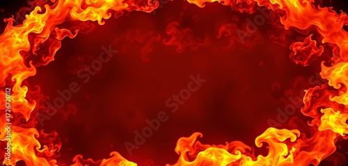 Fiery ring of flames, intensely burning, swirling inferno,  flame circle,  firestorm