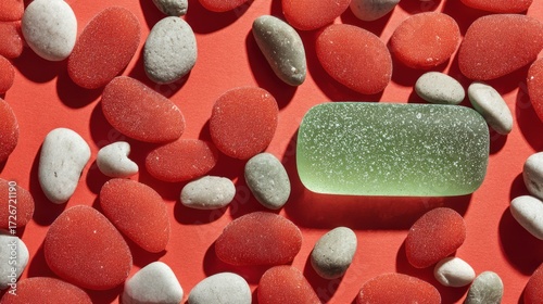 Colorful pebbles and glass stone