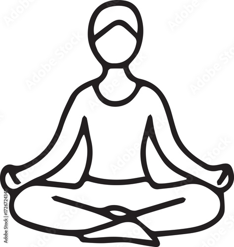 Hand-drawn doodle yoga poses set in black and white. Vector illustration of people practicing yoga positions, meditation, relaxation and wellness. Perfect for prints, design and yoga projects.